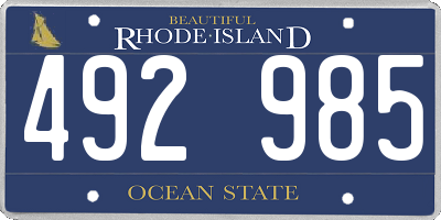 RI license plate 492985