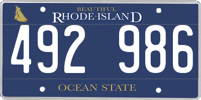 RI license plate 492986