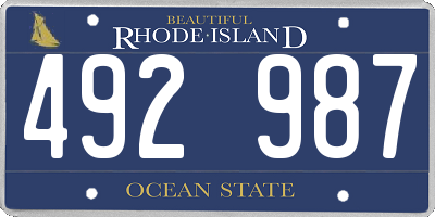 RI license plate 492987