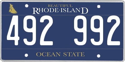 RI license plate 492992