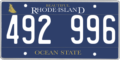 RI license plate 492996