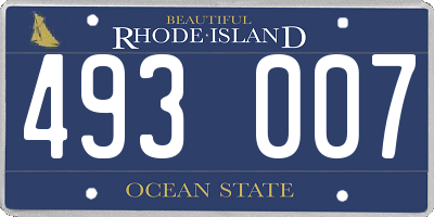 RI license plate 493007