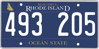 RI license plate 493205