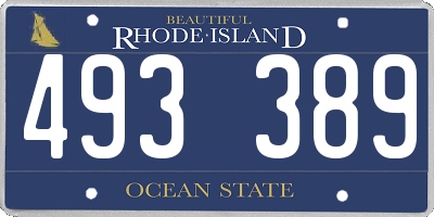 RI license plate 493389