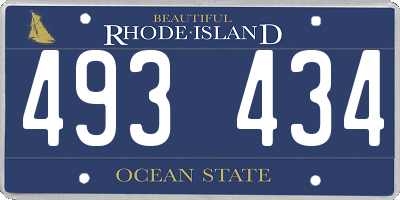 RI license plate 493434