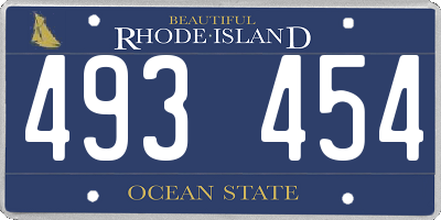 RI license plate 493454