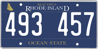 RI license plate 493457