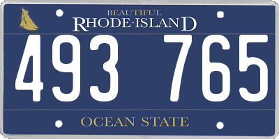 RI license plate 493765