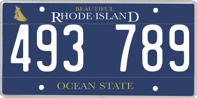 RI license plate 493789