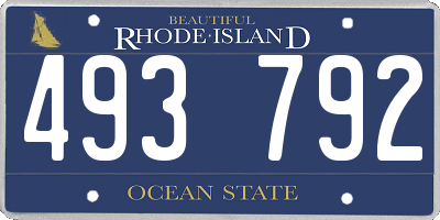 RI license plate 493792