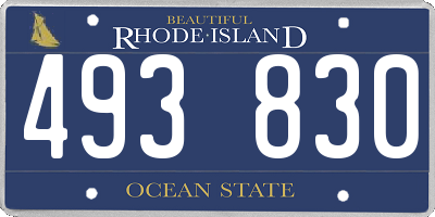 RI license plate 493830
