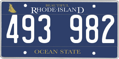 RI license plate 493982