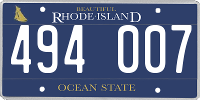 RI license plate 494007