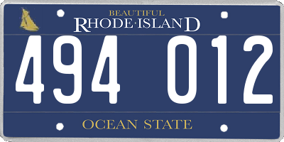 RI license plate 494012