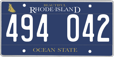 RI license plate 494042