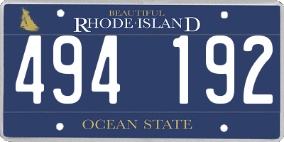 RI license plate 494192