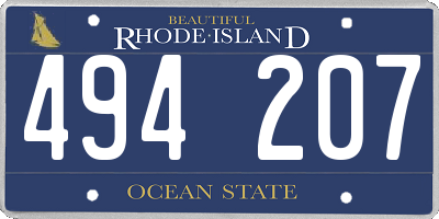 RI license plate 494207