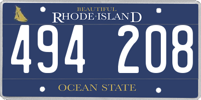 RI license plate 494208