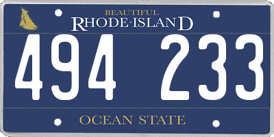 RI license plate 494233