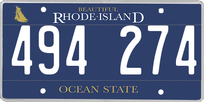 RI license plate 494274
