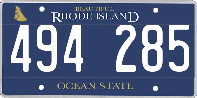 RI license plate 494285