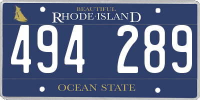RI license plate 494289