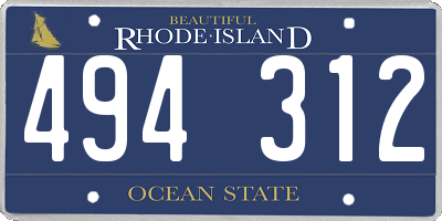 RI license plate 494312