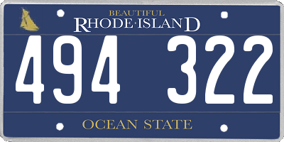 RI license plate 494322