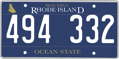 RI license plate 494332