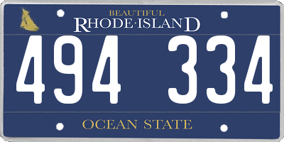 RI license plate 494334