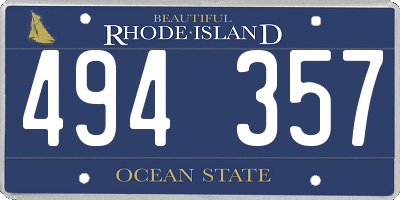 RI license plate 494357