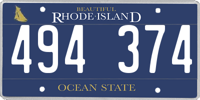 RI license plate 494374