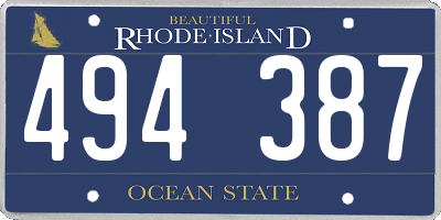 RI license plate 494387