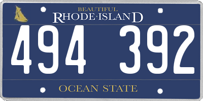 RI license plate 494392