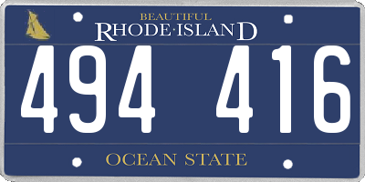 RI license plate 494416