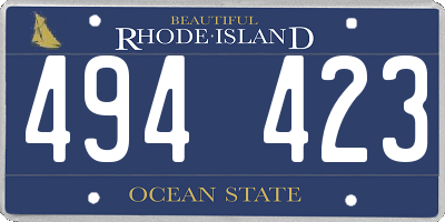 RI license plate 494423