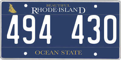 RI license plate 494430