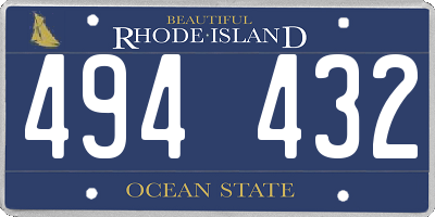 RI license plate 494432