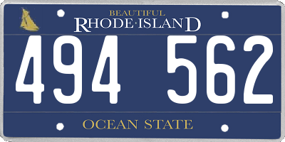 RI license plate 494562