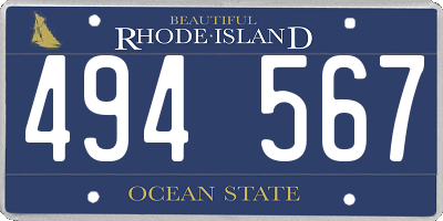 RI license plate 494567