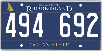 RI license plate 494692