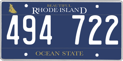 RI license plate 494722