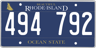 RI license plate 494792