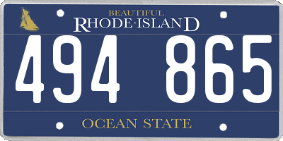 RI license plate 494865