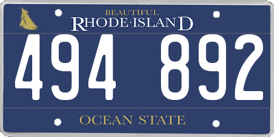RI license plate 494892