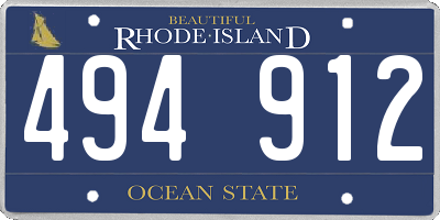 RI license plate 494912