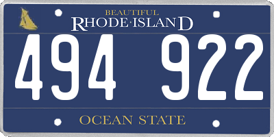 RI license plate 494922