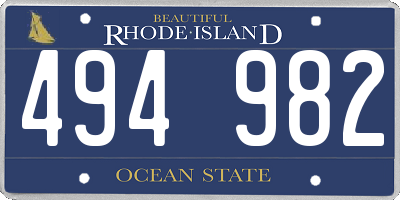 RI license plate 494982