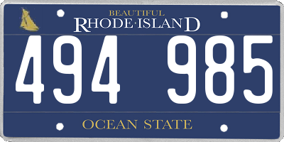 RI license plate 494985