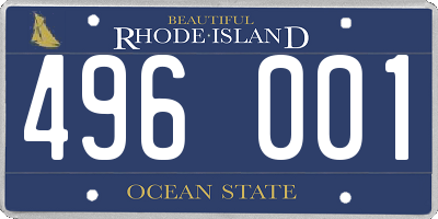 RI license plate 496001